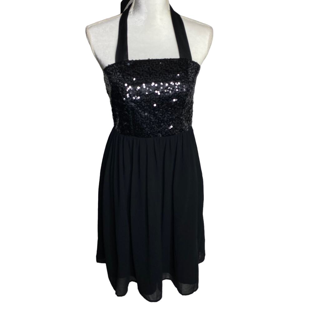 Limited Edition For Target Womens Size 4 Dress Sequins Black Halter Tie Cocktail